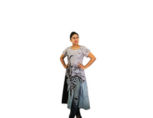 Load image into Gallery viewer, BATHIK Rayon Dress  - Blue and White color
