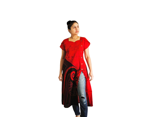 Red Bathik Rayon dress