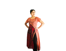 Load image into Gallery viewer, BATHIK Rayon Dress -  Maroon color
