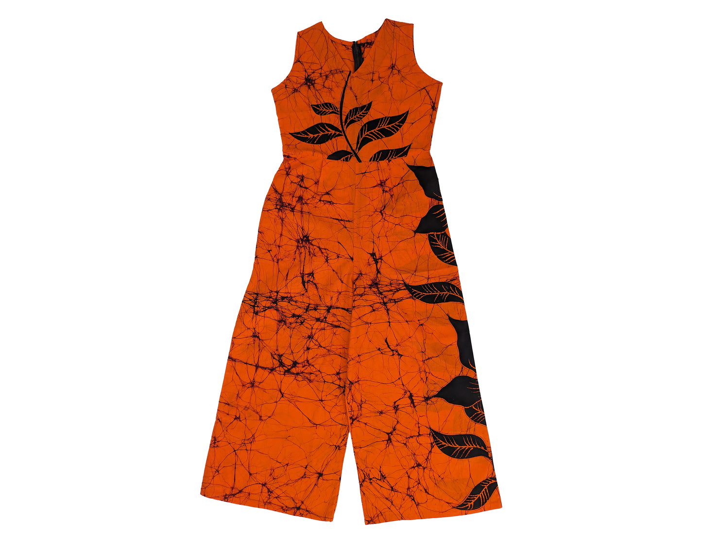 MODERN COTTON BATHIK JUMP SUIT FOR WOMEN-Orange