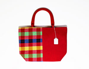 Cotton Handloom Hand bag - Red