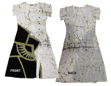 Load image into Gallery viewer, BATHIK Rayon Dress  - White, Black &amp; Green 2

