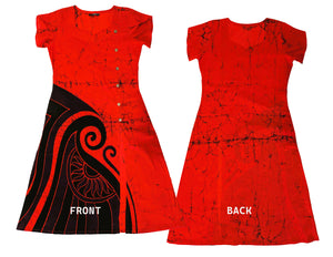 BATHIK Rayon Dress - Red color