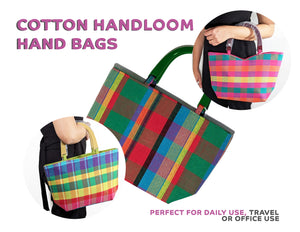 Cotton Handloom Hand bag - Pink